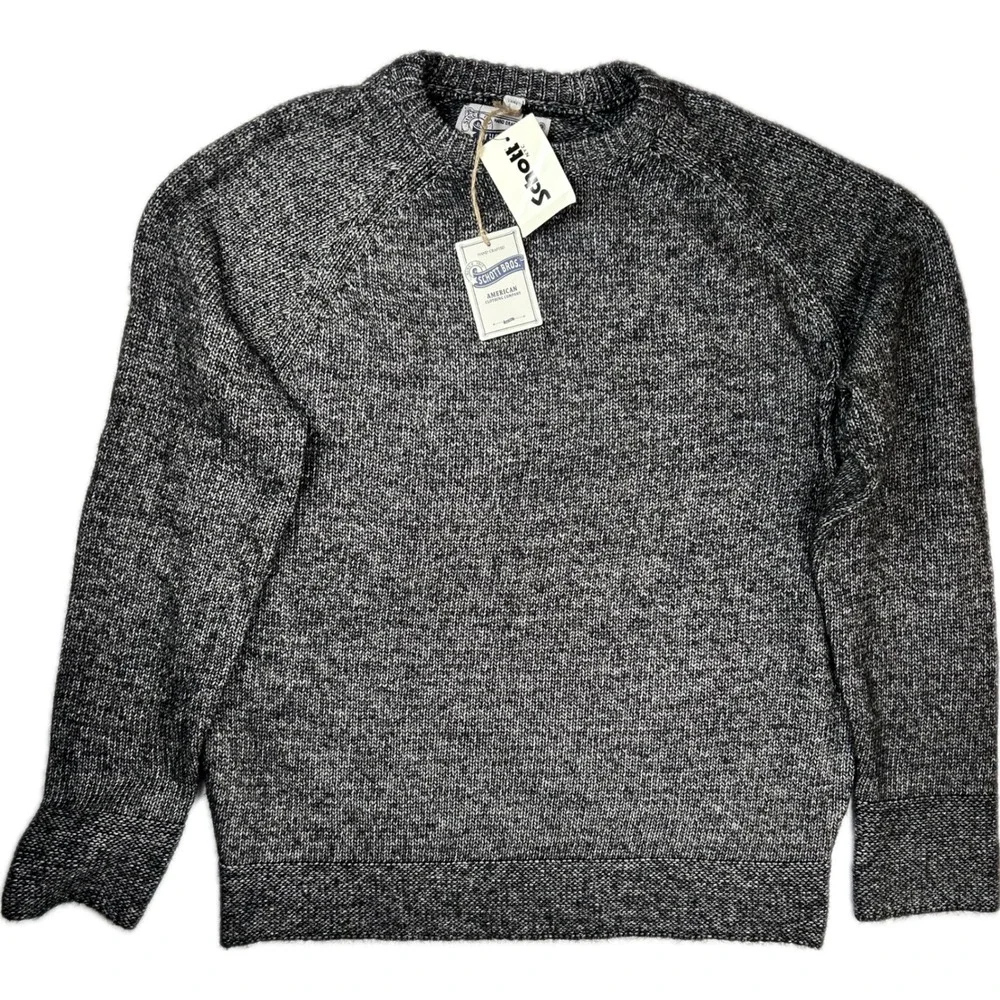 Schott Bros NYC Mens M Sweater NWT Gray Marled Knit Crewneck Cotton Blend